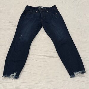 LOFT Dark Blue Distressed Ankle Jeans